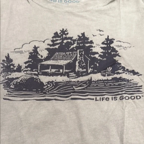 Small Life is Good olive green  Graphic T-Shirt - Picture 4 of 5